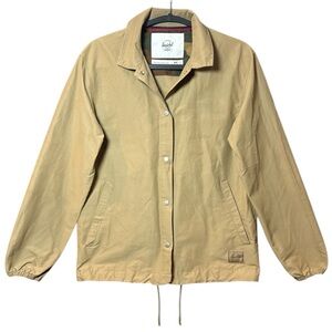 Herschel Supply Co Coach Jacket Mens XS Tan Snap Front Windbreaker